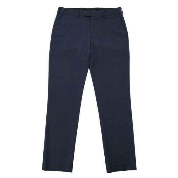 Louis Raphael Luxe Pants Mens 34x32 Navy Blue Wool Poly Stretch Trouser Slim Fit - Picture 1 of 13